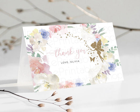 Editable Fairy Thank You Fairy Thank You Card Enchanted Garden Pastel Butter