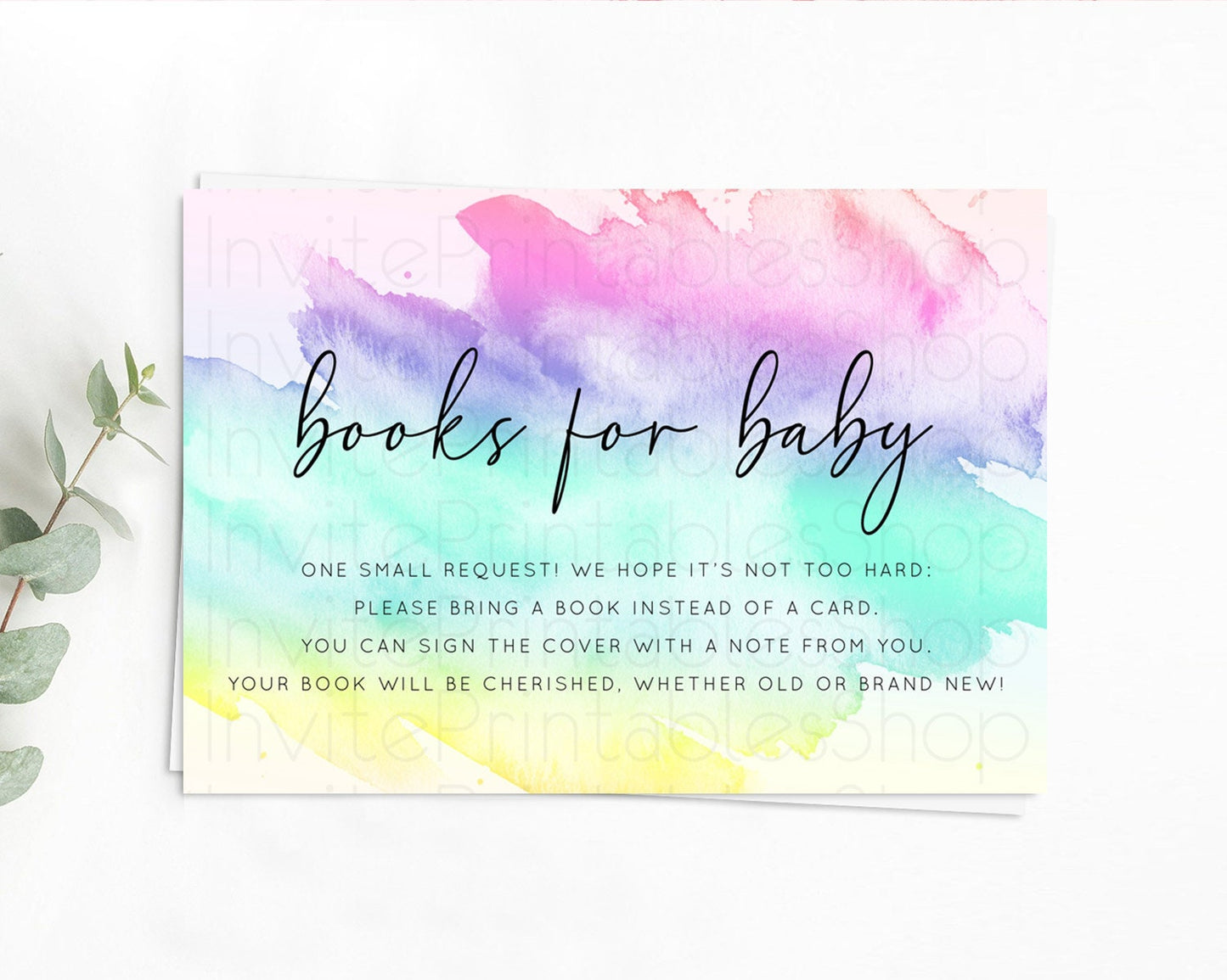 Pastel Books For Baby Card Pastel Rainbow Book Insert Colorful Ombre Watercolor Book Card Confetti Glitter Baby Book Poem Request D10231