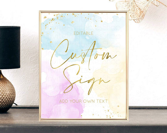 Pastel Rainbow Sign Cards Gift Sign Table Signs Diaper Sign Books Sign Food Sign Custom Sign Glitter Wedding Birthday Baby Shower 8x10 190V2