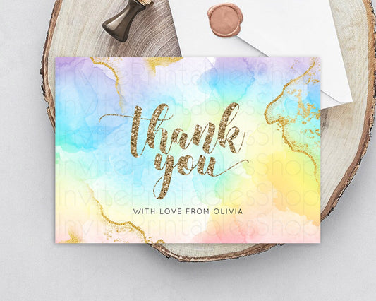 Editable Pastel Thank You Rainbow Thank You Card Colorful Pastel Birthday Th