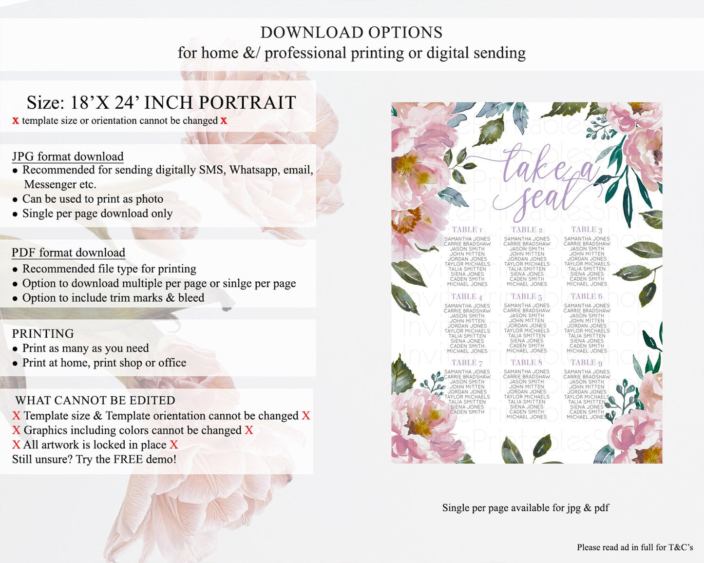 Secret Garden Seating Chart Wildflower Seating Chart Pastel Flowers Seating Chart Enchanted Garden Boho Floral Take A Seat Decor D10729