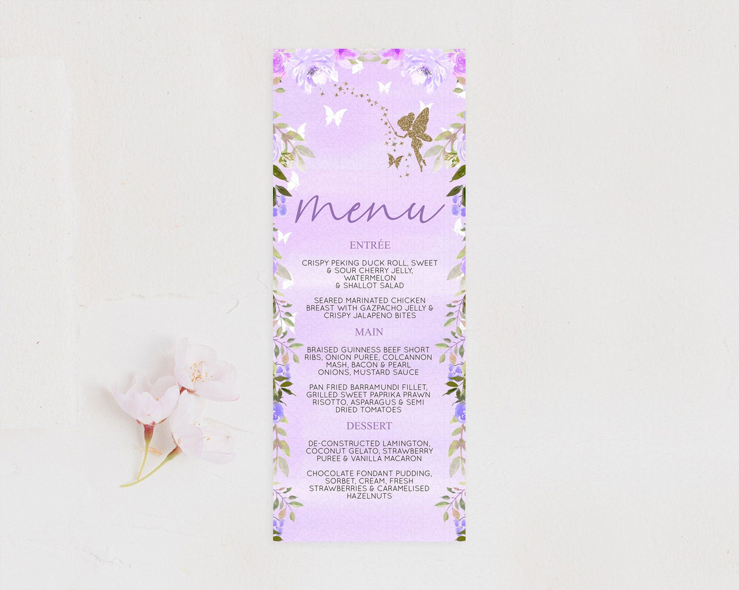 Fairy Menu Fairy Menu Template Enchanted Garden Pastel Floral Butterfly Table Decor Fairy Secret Garden Dinner Dessert Food Menu D10910