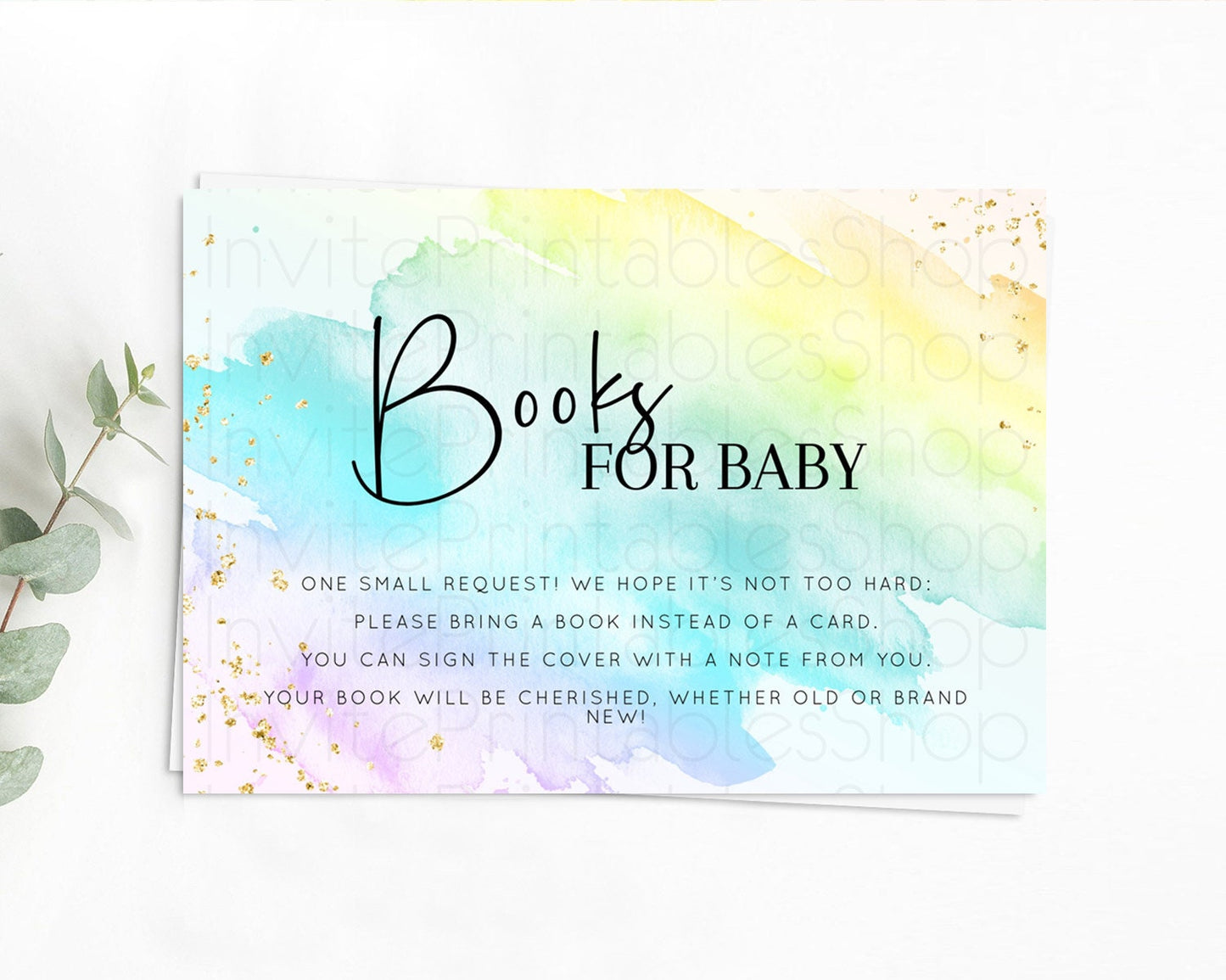 Pastel Books For Baby Card Pastel Rainbow Book Insert Colorful Ombre Watercolor Book Card Confetti Glitter Baby Book Poem Request D10171