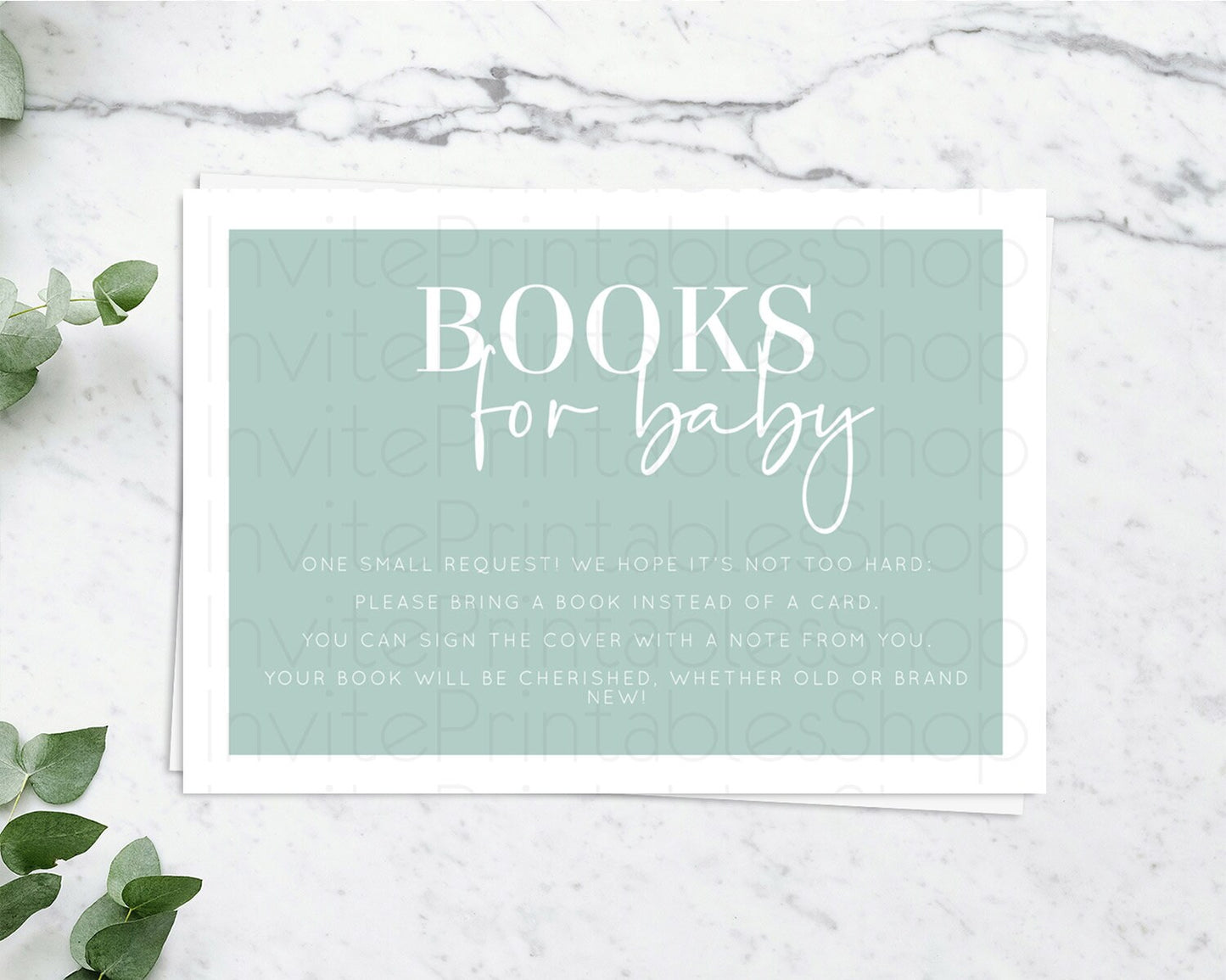 Green Books For Baby Card Plain Green Book Insert Minimalist Pastel Green Book Card Green Simple Baby Shower Book Poem Request D10736