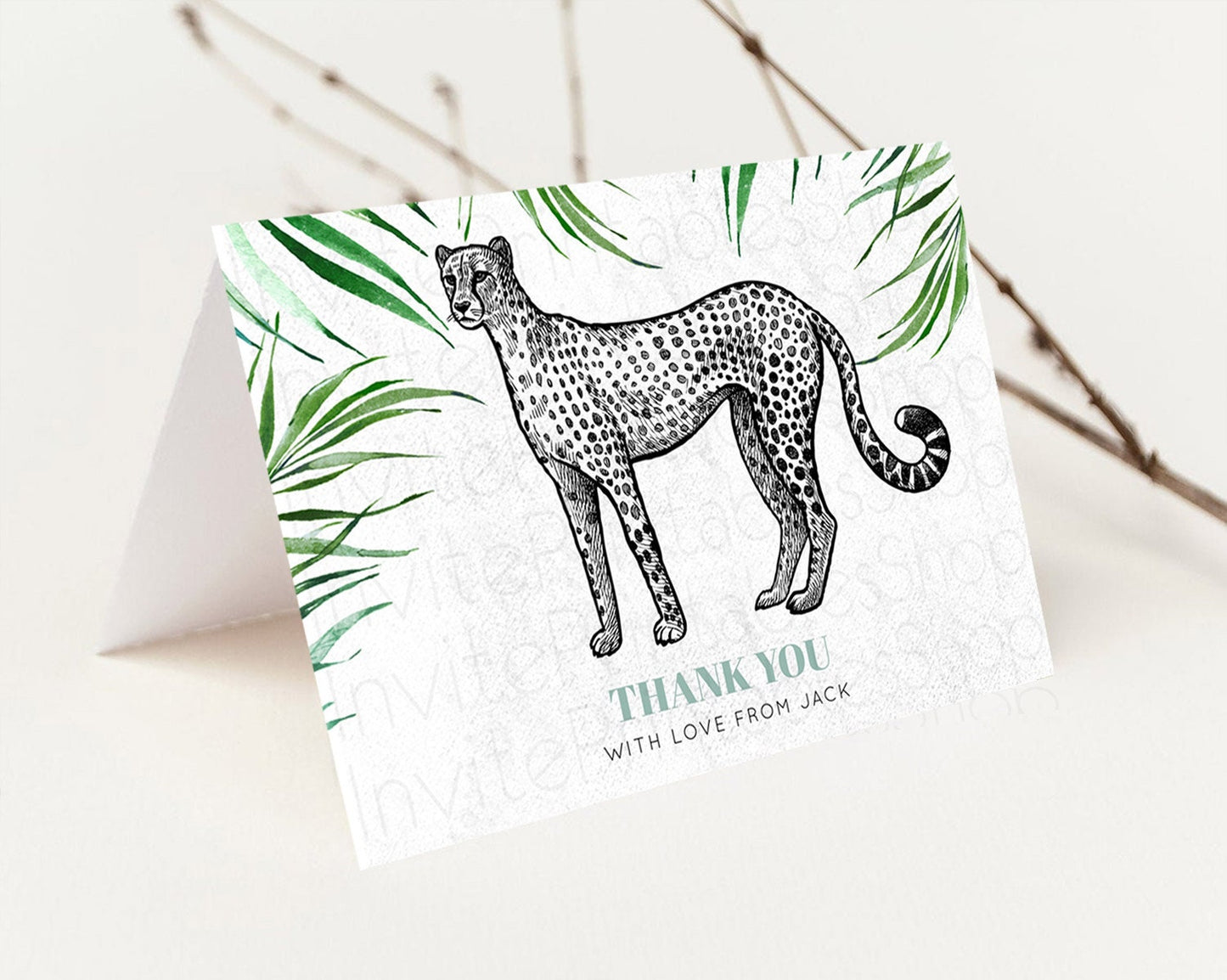 Cheetah Thank You Cheetah Thank You Card Cheetah Party Birthday Thank You Card Safari Card Template Cheetah Teacher Thank You Cards D10849