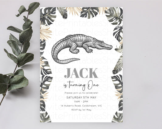 Crocodile Birthday Invitation Alligator Birthday Invitation Later Alligator Birthday Gator Swamp Birthday Invite Safari Crocodile D10830