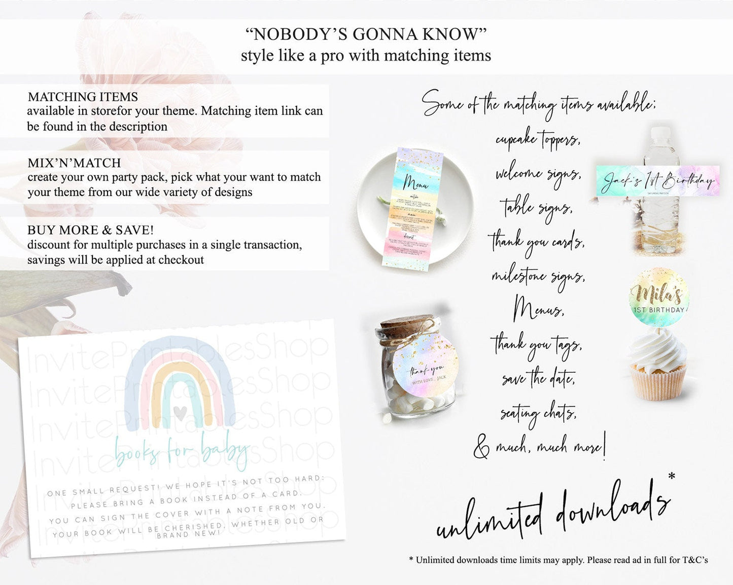 Pastel Rainbow Books For Baby Card Boho Rainbow Book Insert Boho Rainbow Book Card Pastel Watercolor Baby Shower Book Poem Request D10214