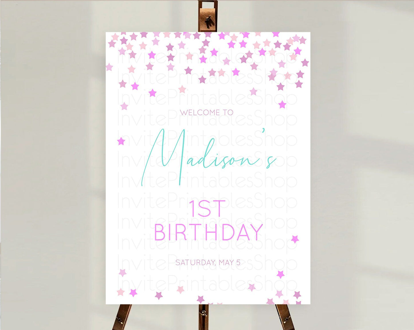 Star Welcome Board Pastel Stars Welcome Sign Shooting Star Rainbow Colorful Confetti Twinkle Little Star First Birthday Welcome Sign D10403