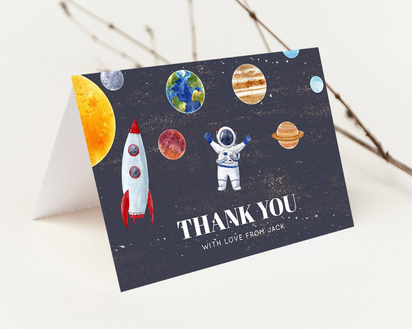 Space Thank You Space Thank You Card First Trip Around the Sun Thank You Card Planets Solar System First Birthday Thank You Cards D10144