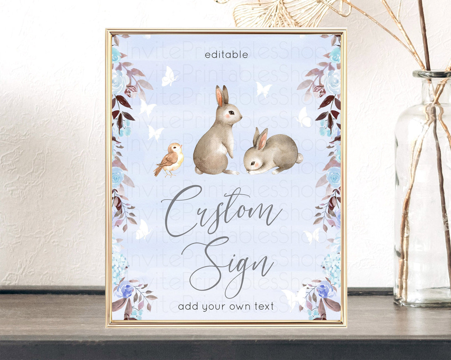 Fawn Deer Sign Pastel Floral Deer Table Sign Decor  Enchanted Forest Butterfly Party 1st Birthday Baptism Baby Shower Bridal Shower D10923