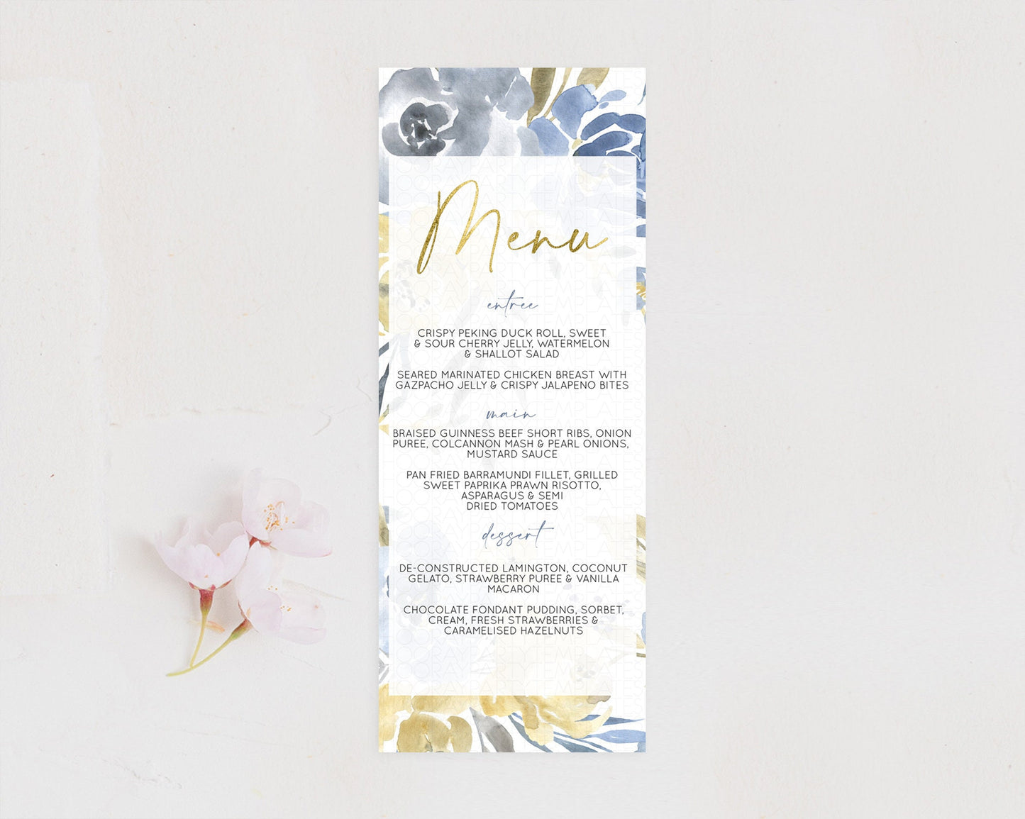 Secret Garden Menu Wildflower Menu Template Pastel Flower Garden Table Decor Boho Floral Dinner Dessert Floral Party Food Menu D10189