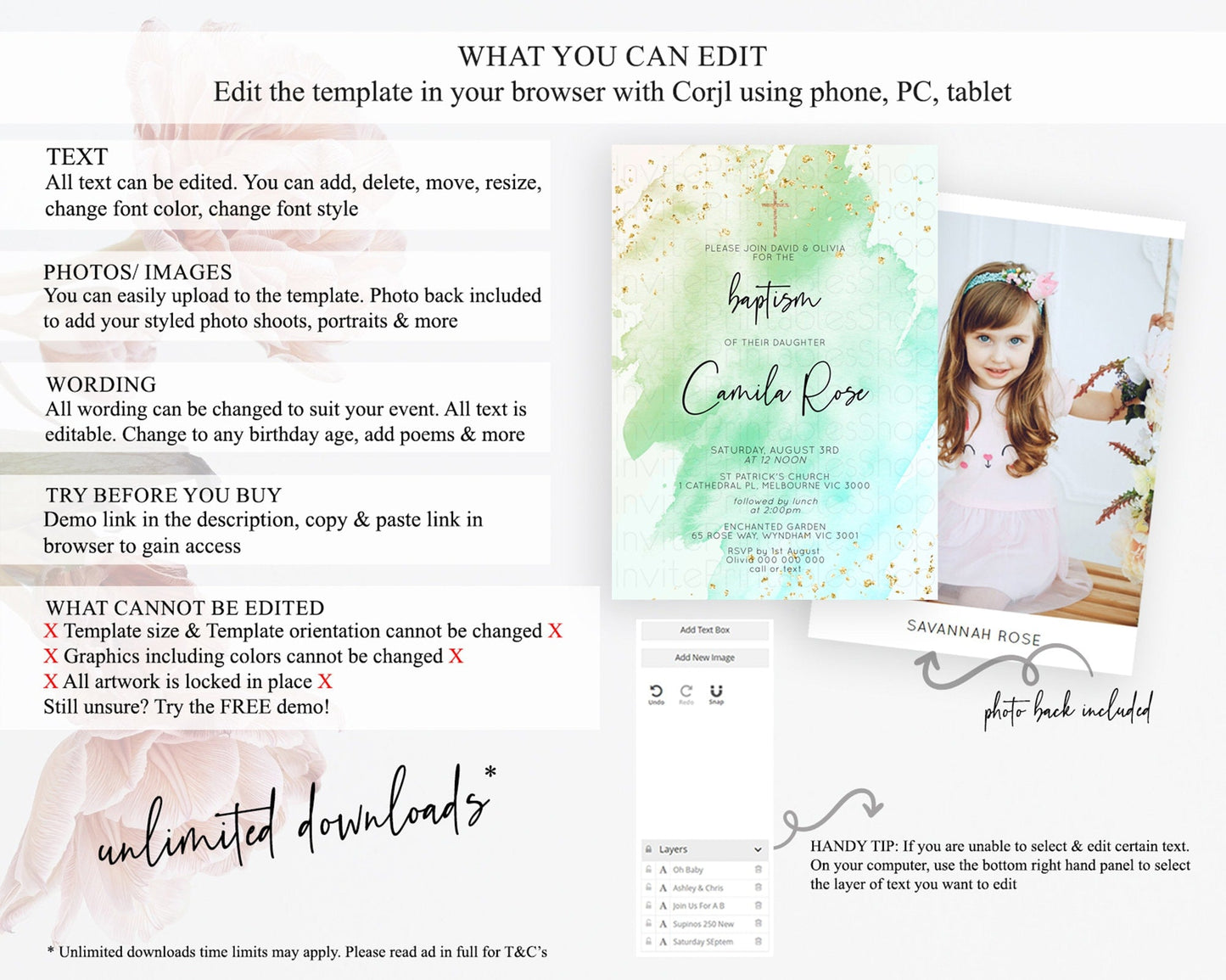 Green Baptism Invitation green Watercolor Baptism 1st Birthday Invitation Pastel Green Watercolor Christening Invite Green Splash D10170