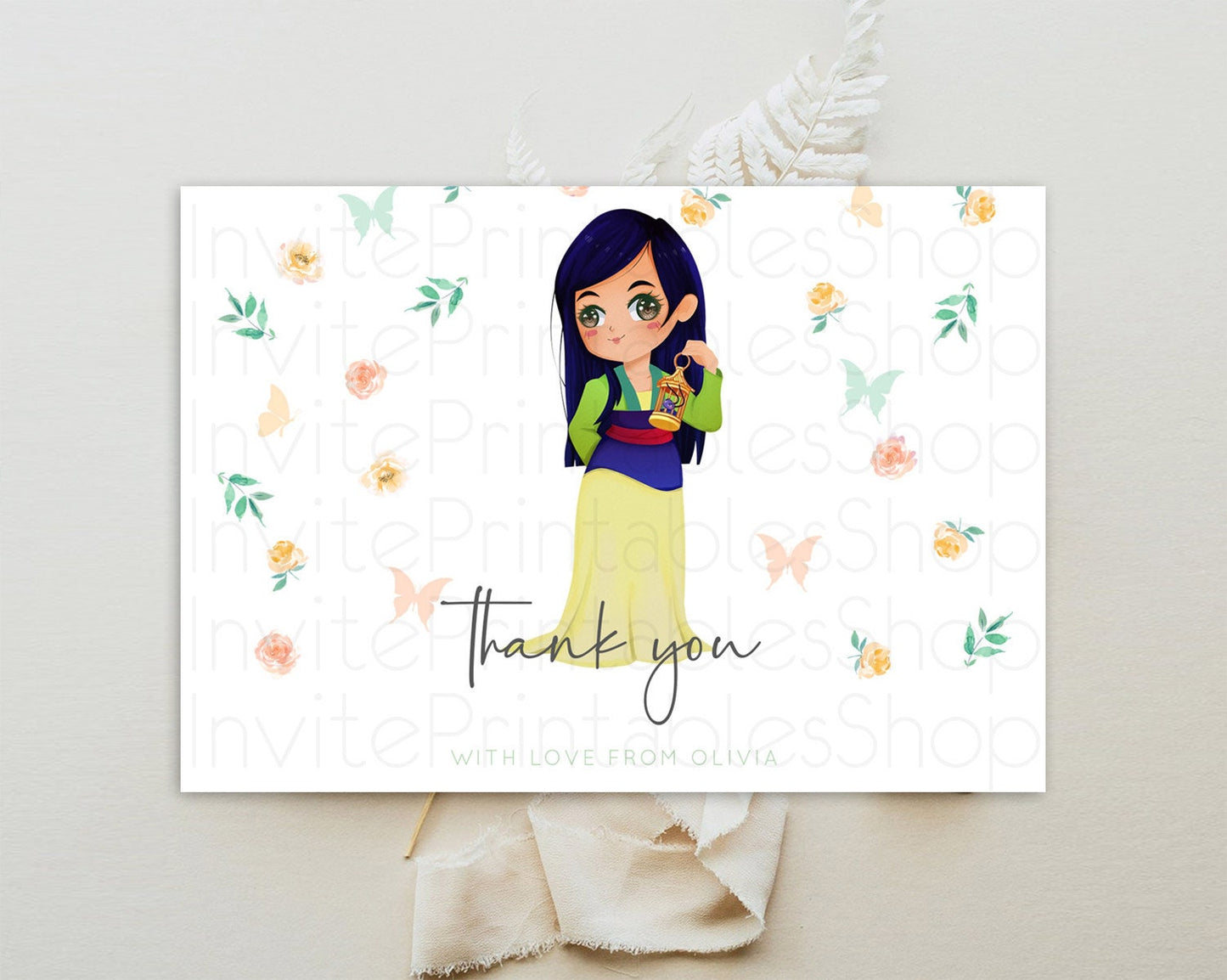 Princess Thank You Castle Thank You Card Secret Garden Birthday Thank You Card Enchanted Castle Pastel Floral Teacher Thank You Card D10357
