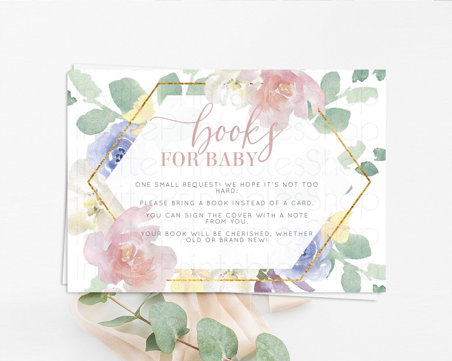 Editable Secret Garden Books For Baby Card Boho Wildflower Book Insert Paste
