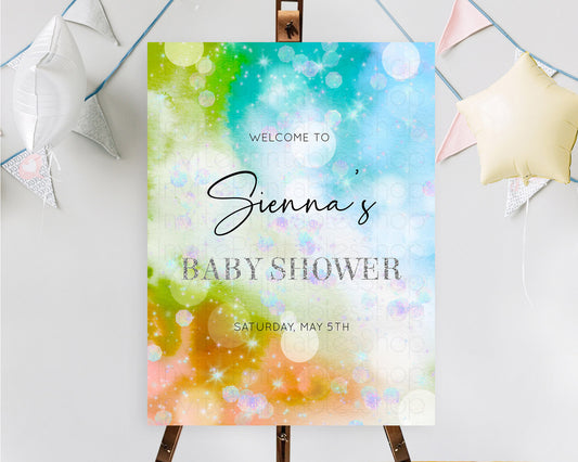 Rainbow Welcome Sign Pastel Welcome Board Colorful Pastel Watercolor Iridescent Sprinkles Ombre Pastel Decor Pastel Welcome Poster D10692