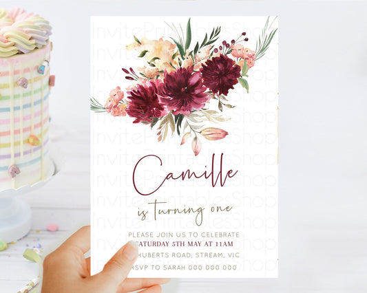 Secret Garden Invitation Wildflower Birthday Invitation Pastel Flowers Invite Enchanted Garden Boho Floral 3rd 2nd First Birthday D10685