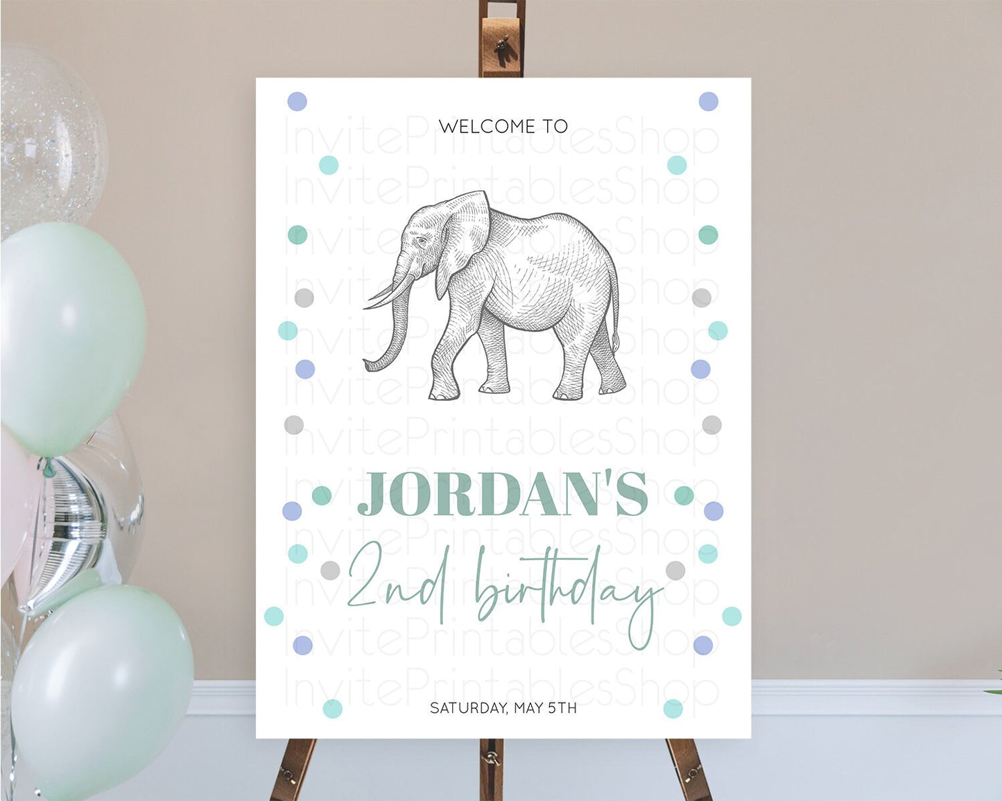 Elephant Welcome Sign Elephant Welcome Board Elephant Party Welcome Poster Safari Party Decor Elephant First Birthday Welcome Sign D10859