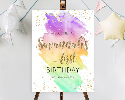 Editable Pastel Welcome Sign Pastel Rainbow Welcome Sign Colorful Rainbow Co