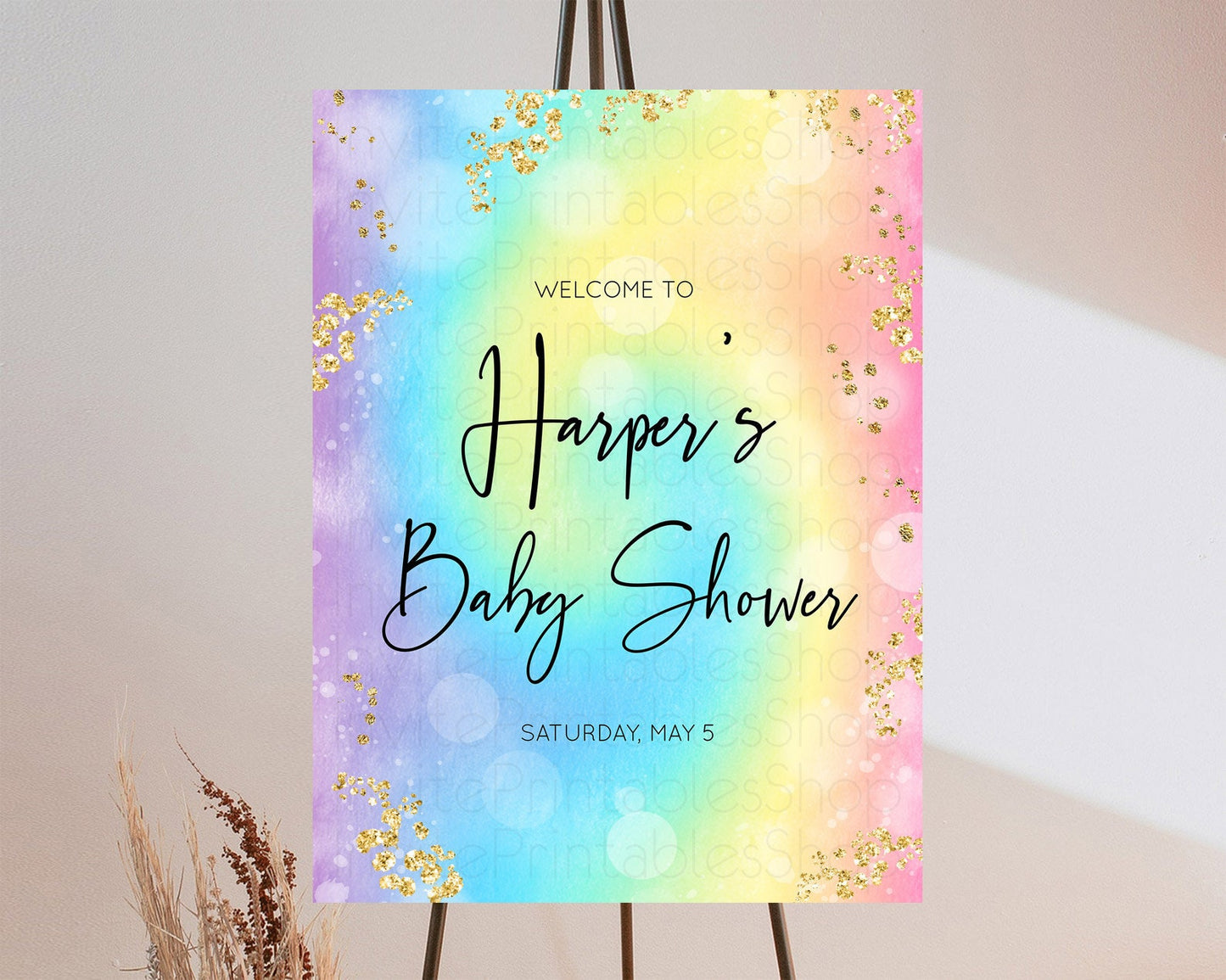 Tie Dye Baby Shower Welcome Board Rainbow Tie Dye Welcome Sign Pastel Welcome Poster Colorful Pastel Welcome Rainbow Tie Dye Sign D10568