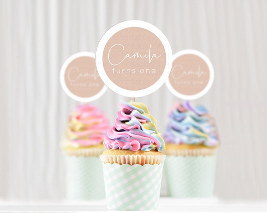 Editable Orange Cupcake Toppers Plain Orange Cupcake Minimalist Orange Paste