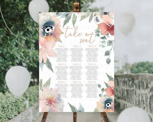 Editable Secret Garden Seating Chart Wildflower Seating Chart Pastel Flowers