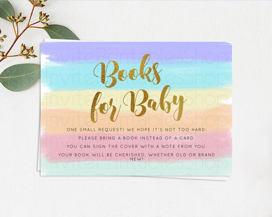 Editable Pastel Books For Baby Card Pastel Rainbow Book Insert Colorful Ombr