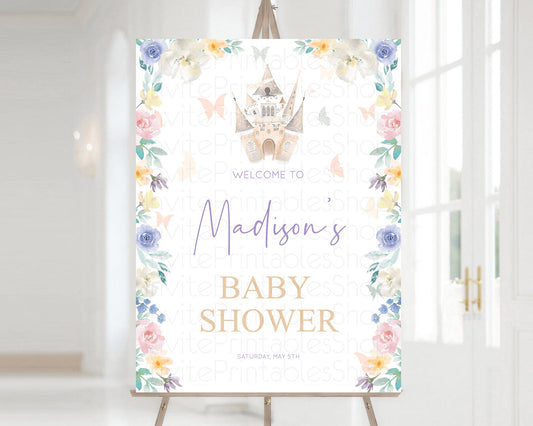 Editable Princess Baby Shower Welcome Sign Castle Welcome Board Secret Garde