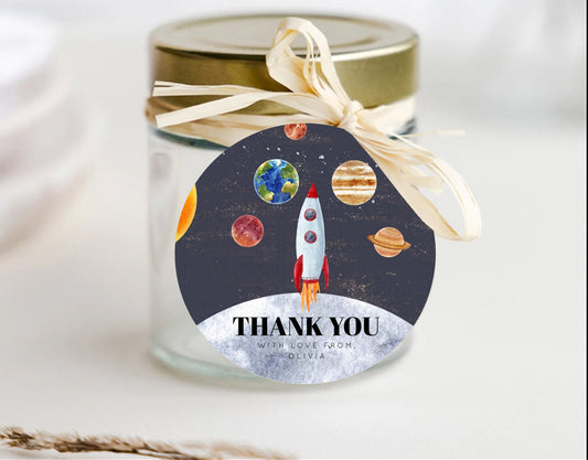 Space Thank You Tags Space Thank You Gift Tags First Trip Around the Sun Favor Tags Planets Solar System ONE year First Birthday Tag D10430