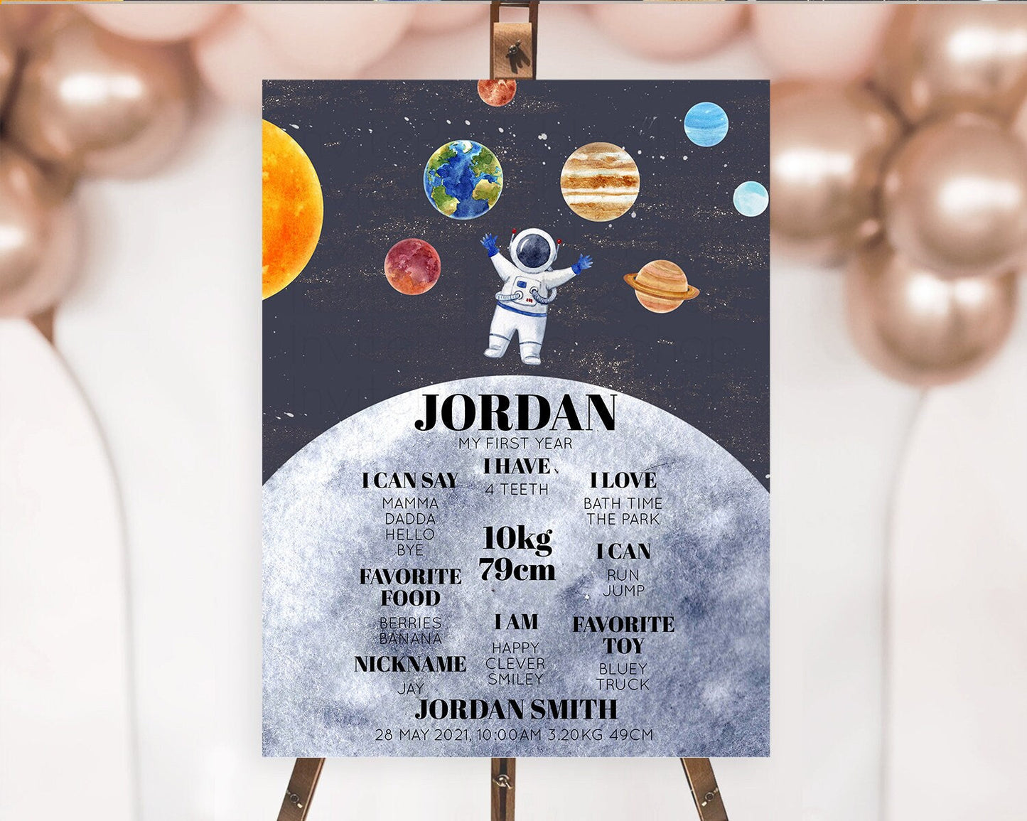 Space First Birthday Milestone Poster Space Milestone Board First Trip Around the Sun Planets Solar System ONE year Birthday Sign D10430