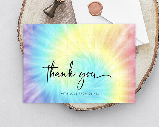 Editable Tie Dye Thank You Rainbow Tie Dye Thank You Card Pastel Birthday Th