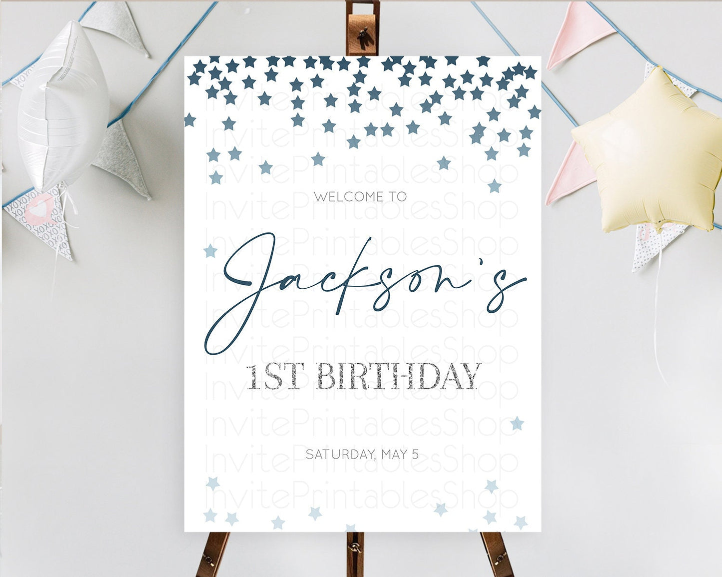 Star Welcome Board Pastel Stars Welcome Sign Shooting Star Rainbow Colorful Confetti Twinkle Little Star First Birthday Welcome Sign D10308