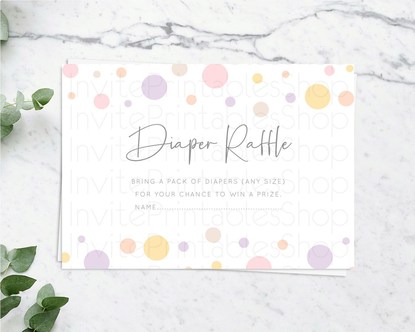 Rainbow Diaper Raffle Card Pastel Sprinkles Diaper Raffle Insert Rainbow Confetti Diaper Ticket Colorful Bubbles Pastel Raffle Game D10759