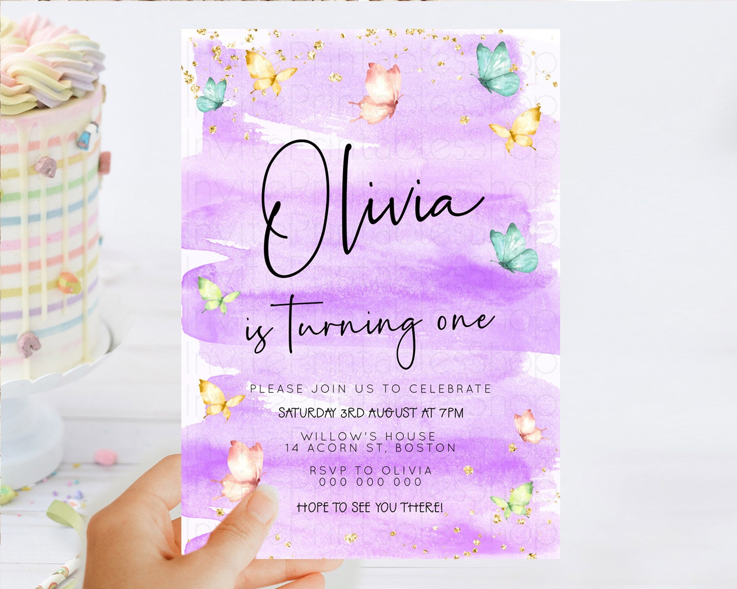 Editable Pastel Butterfly Birthday Invitation Butterfly Birthday Invitation