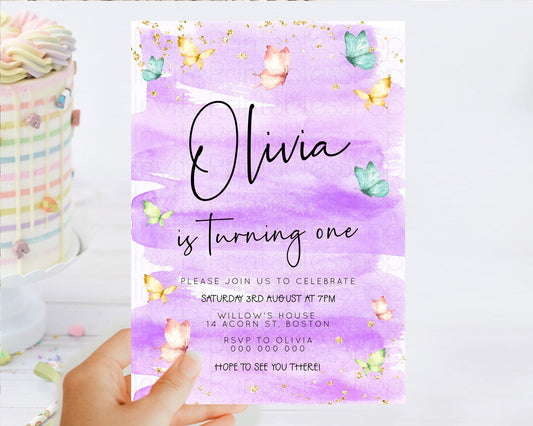 Editable Pastel Butterfly Birthday Invitation Butterfly Birthday Invitation