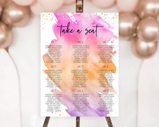 Editable Rainbow Seating Chart Pastel Seating Chart Colorful Pastel Watercol