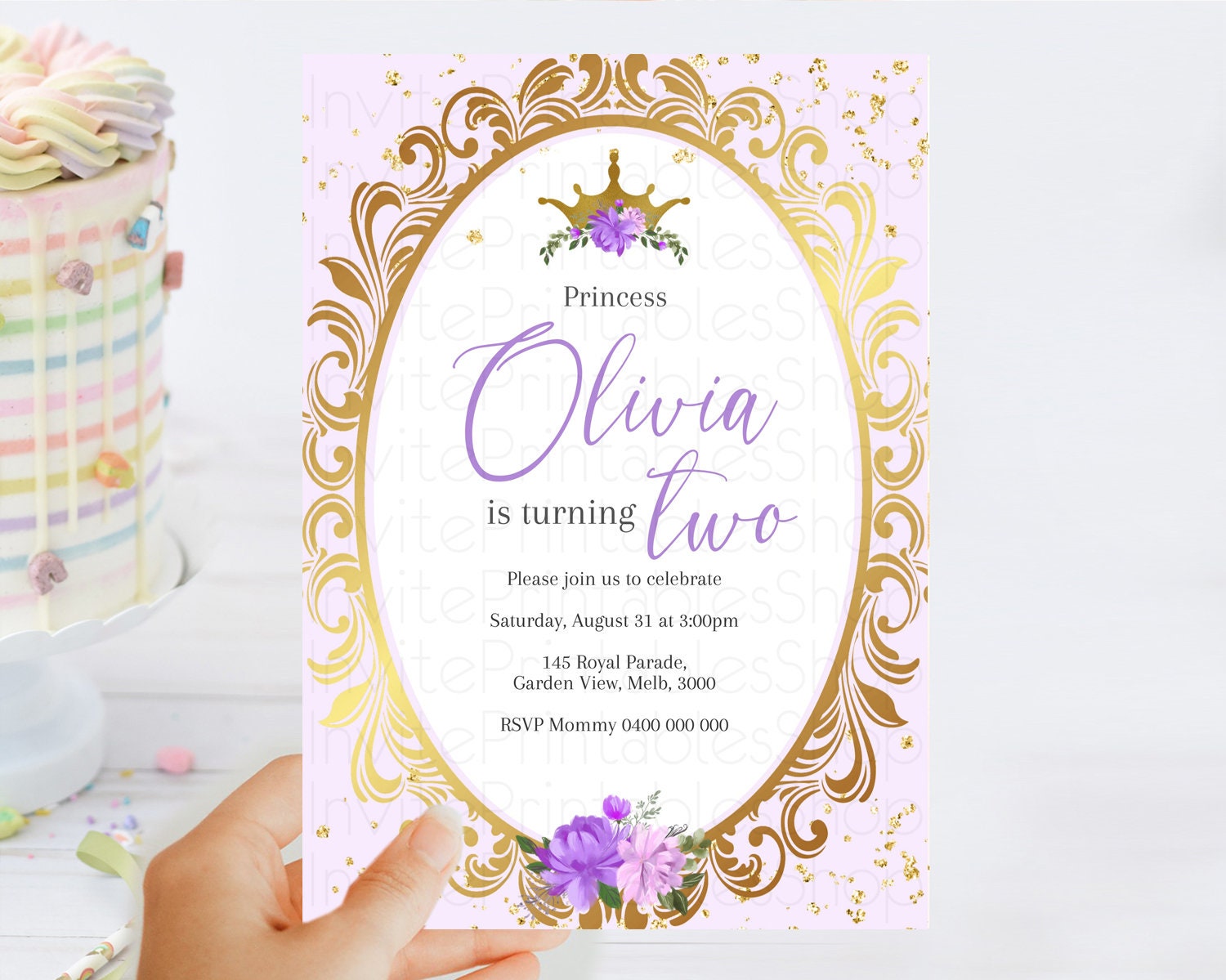 Editable Princess Birthday Invitation Castle Invitation Royal Birthday Fairy