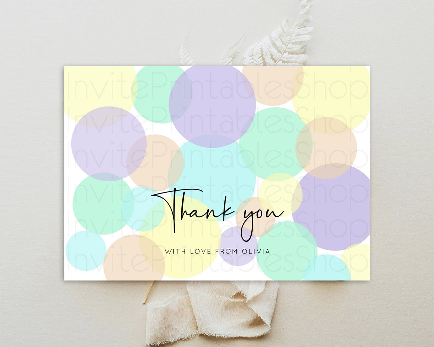 Rainbow Thank You Pastel Thank You Card Pastel Rainbow Birthday Thank You Confetti Colorful Pastel Cards Teacher Thank You Cards D10414