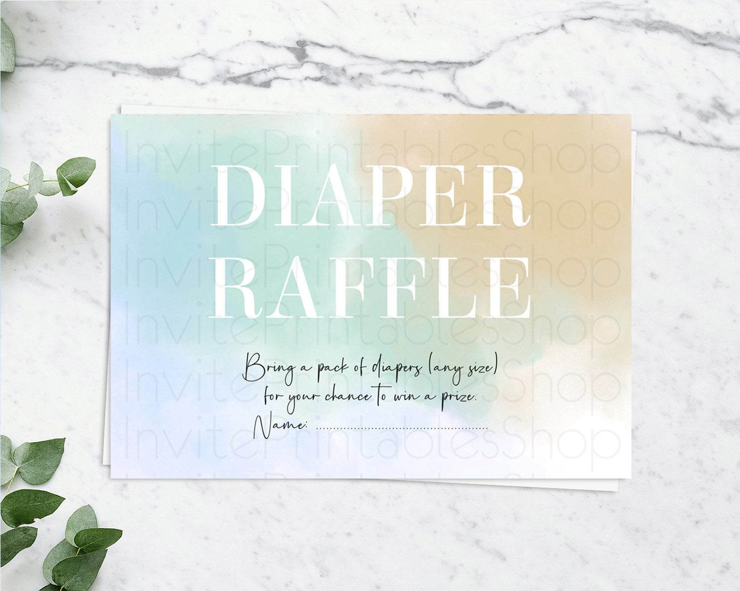 Pastel Diaper Raffle Card Pastel Rainbow Diaper Raffle Insert Colorful Ombre Watercolor Diaper Ticket Confetti Glitter Raffle Game D10370