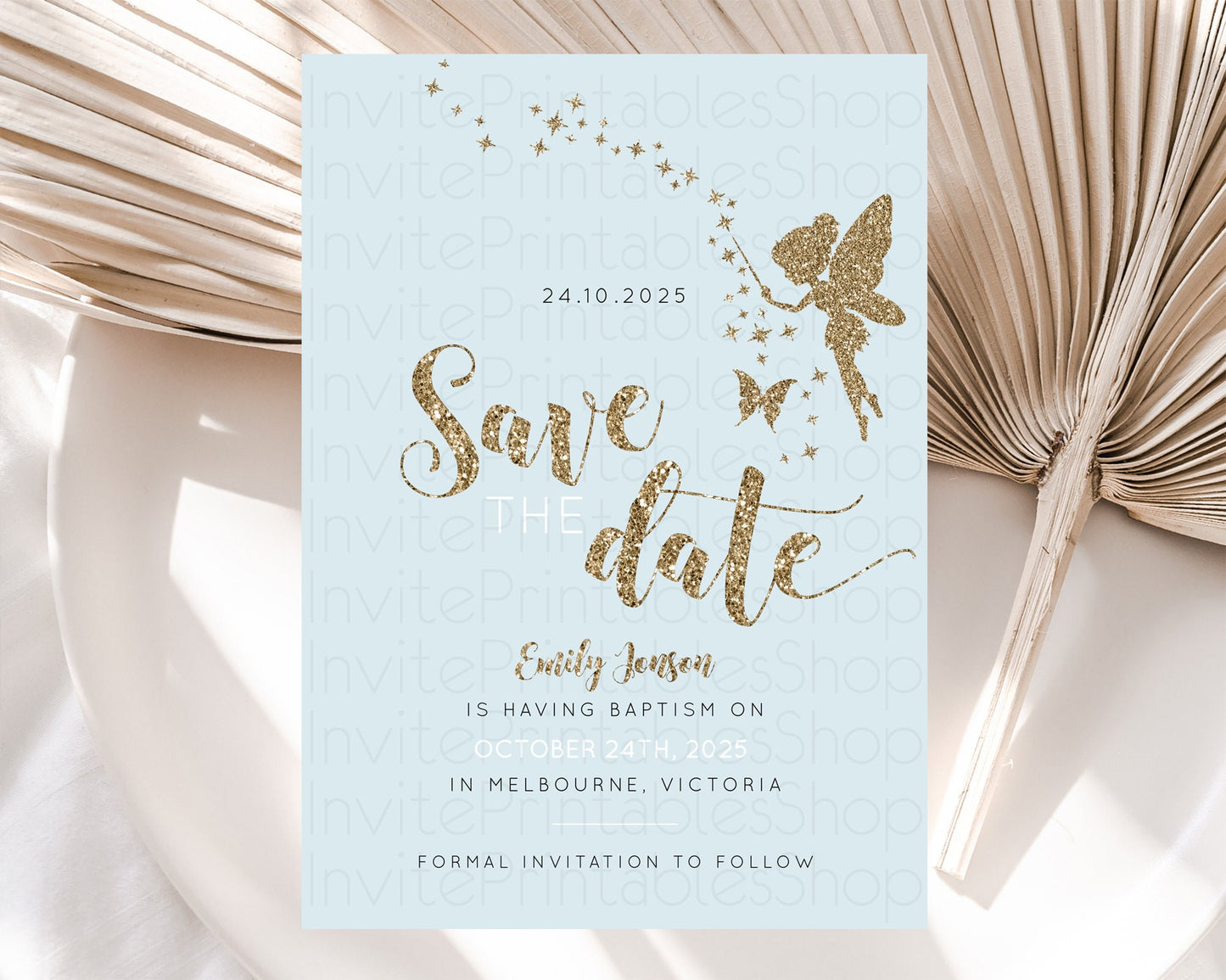 Fairy Save The Date Template Enchanted Garden Pastel Floral Butterfly Party Secret Garden Birthday Baptism Baby Shower Bridal Shower D10907