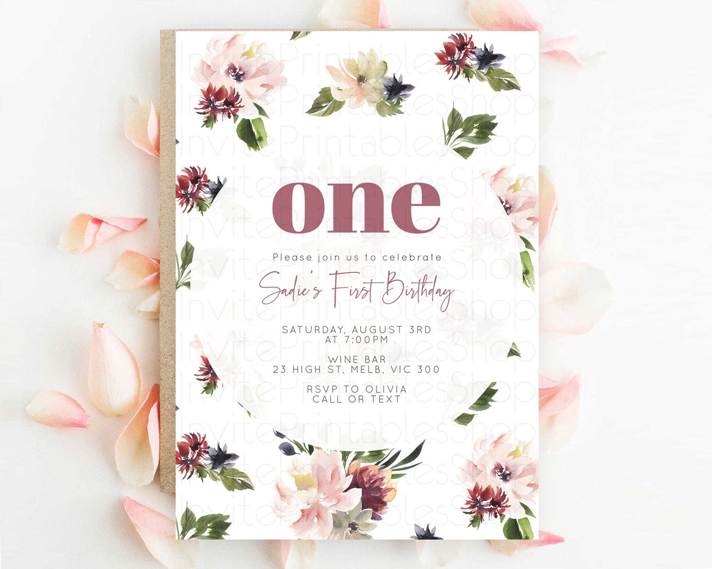 Secret Garden Invitation Wildflower Birthday Invitation Pastel Flowers Invite Enchanted Garden Boho Floral 3rd 2nd First Birthday D10538