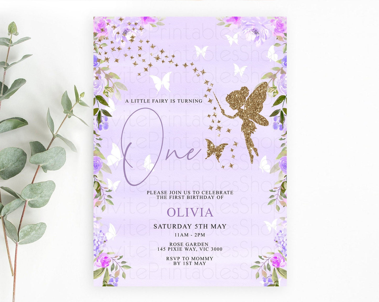 Fairy Birthday Invitation Fairy Invites Fairy Tea Party Fairy Garden Birthday Secret Garden Enchanted Garden Pastel Floral Butterfly D10910