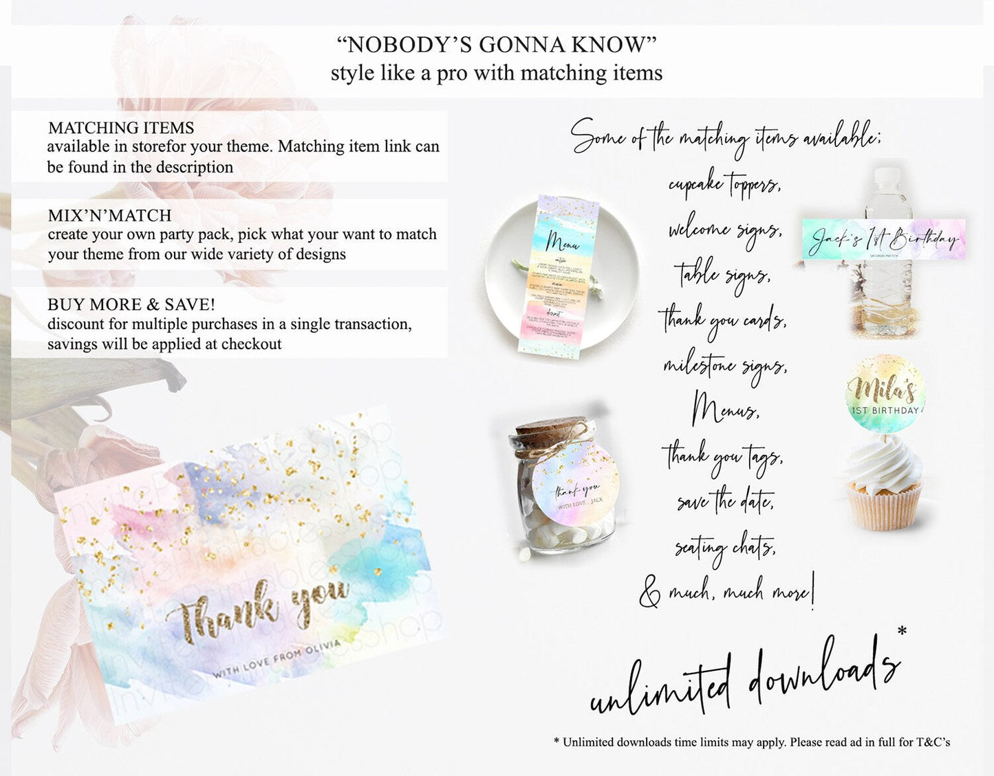 Pastel Thank You Rainbow Thank You Card Colorful Pastel Birthday Thank You Card Confetti Watercolor Pastel Teacher Thank You Cards D10421