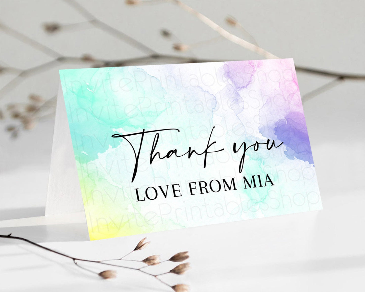 Editable Pastel Thank You Rainbow Thank You Card Colorful Pastel Birthday Th