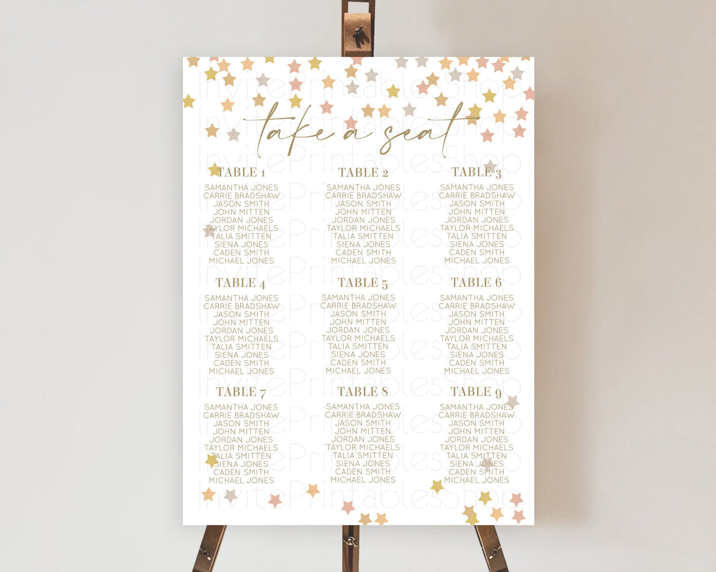 Star Seating Chart Pastel Stars Seating Chart Shooting Star Sprinkle Stars Rainbow Colorful Confetti Twinkle Little Star Decor D10342