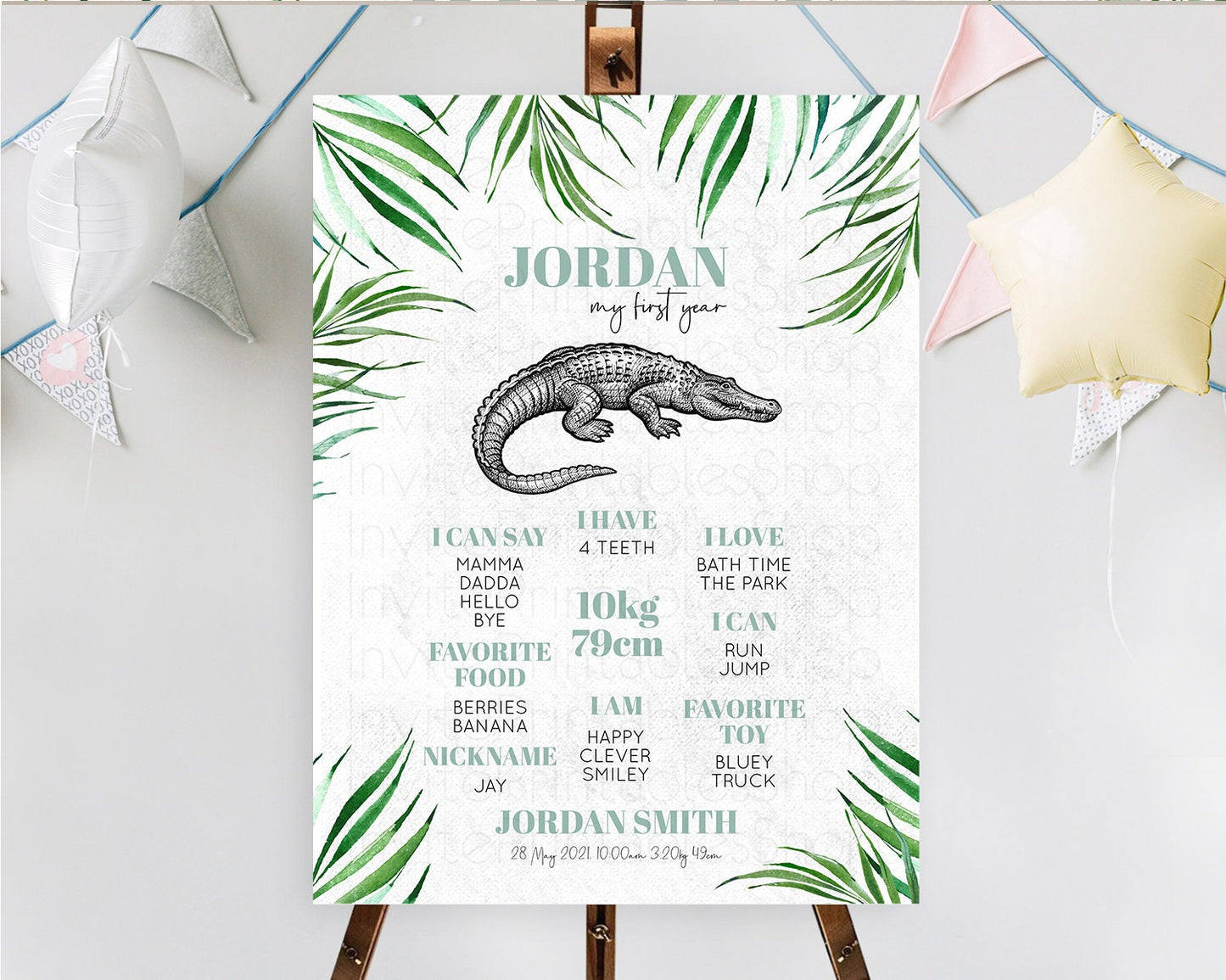 Crocodile First Birthday Milestone Board Alligator Milestone Poster Crocodile Alligator Decor Croc Gator First Birthday Welcome Sign D10847