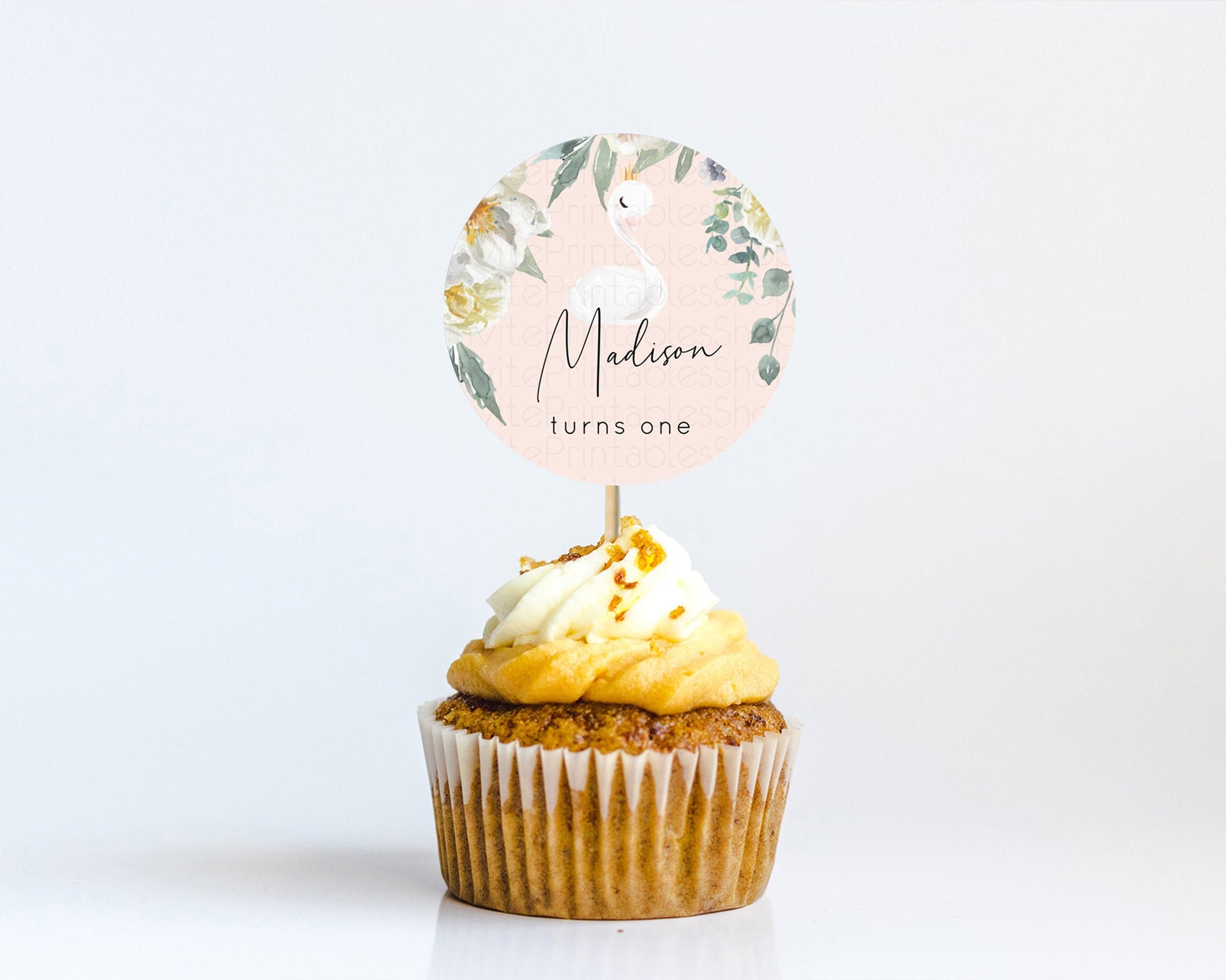 Editable Swan Cupcake Toppers Swan Princess Ballet Cupcake Watercolour Paste