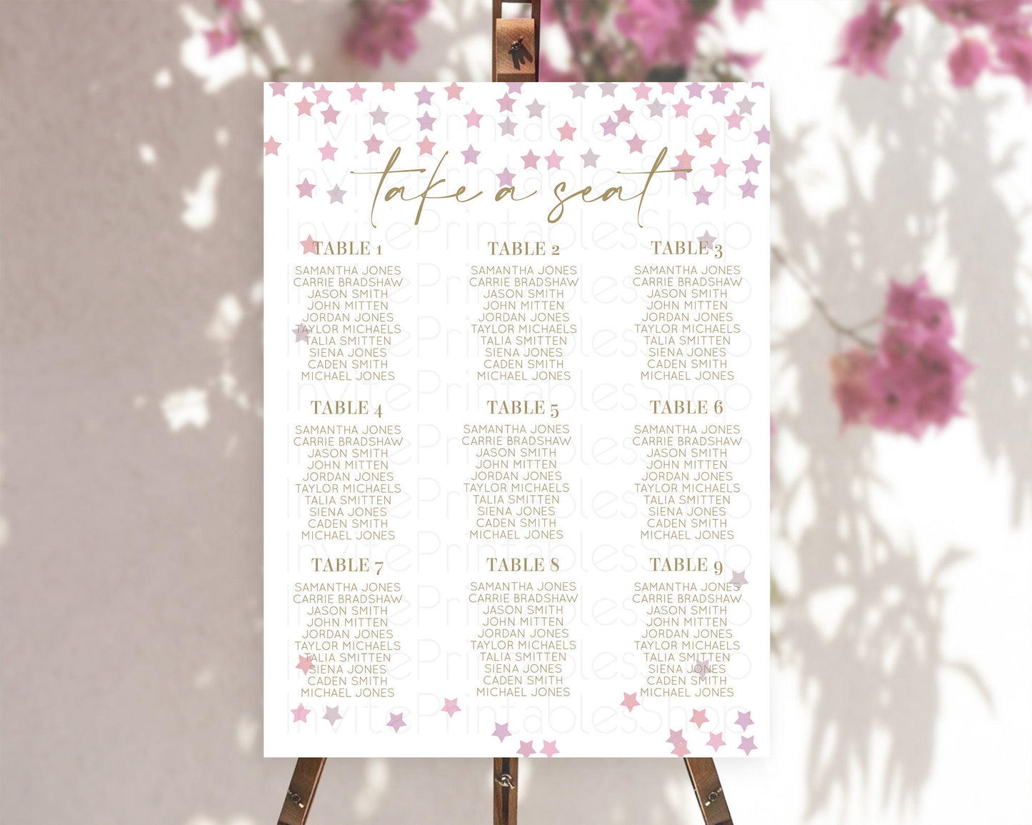 Star Seating Chart Pastel Stars Seating Chart Shooting Star Sprinkle Stars Rainbow Colorful Confetti Twinkle Little Star Decor D10344