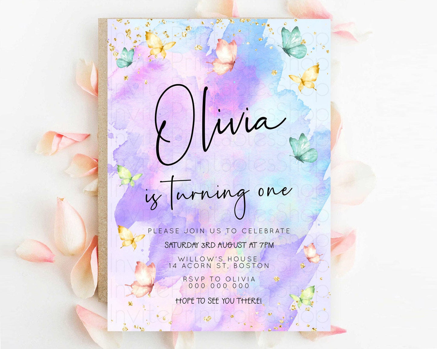 Editable Pastel Butterfly Birthday Invitation Butterfly Birthday Invitation