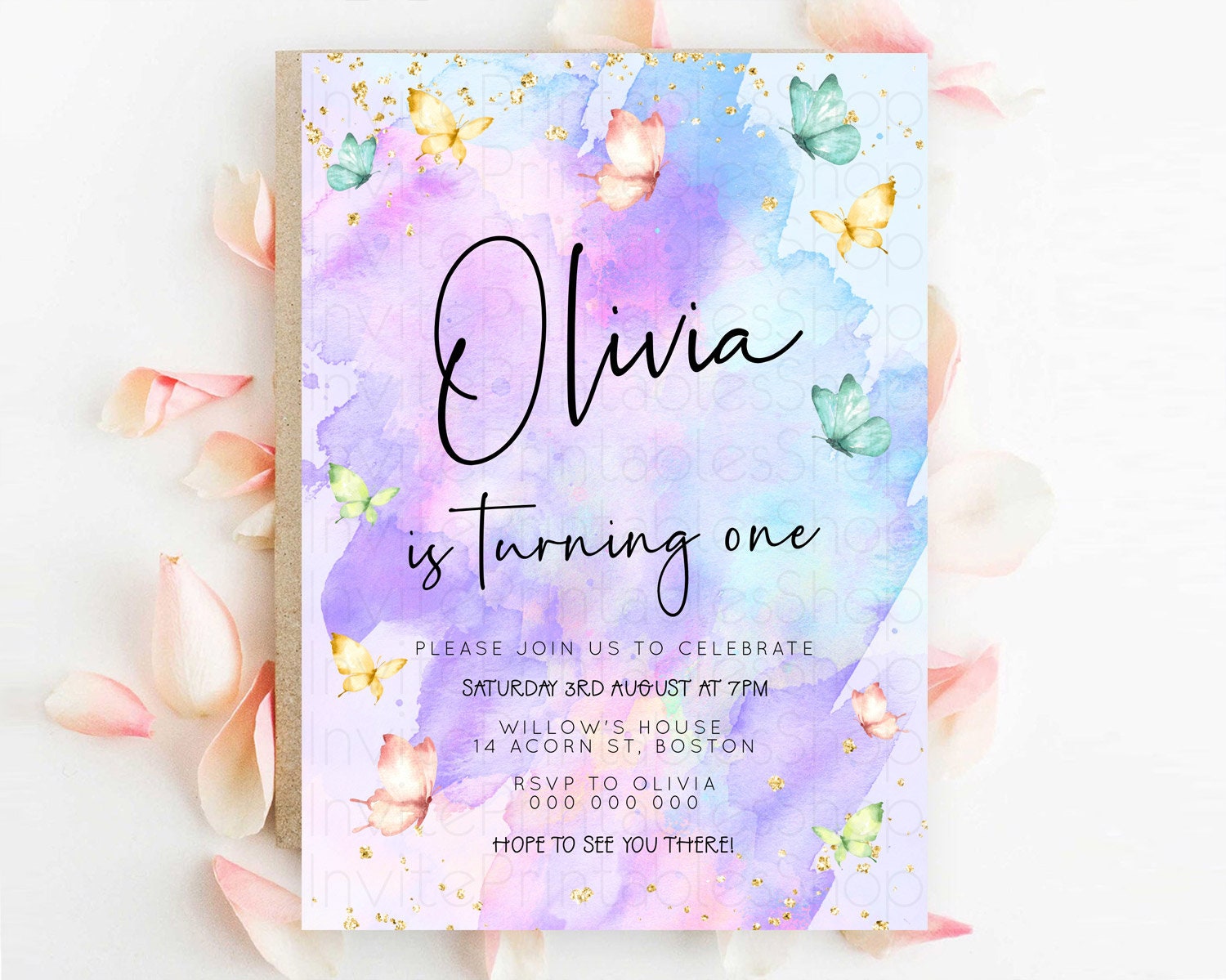 Editable Pastel Butterfly Birthday Invitation Butterfly Birthday Invitation