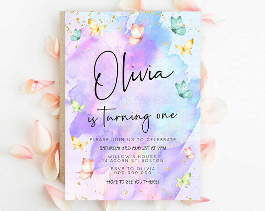 Editable Pastel Butterfly Birthday Invitation Butterfly Birthday Invitation